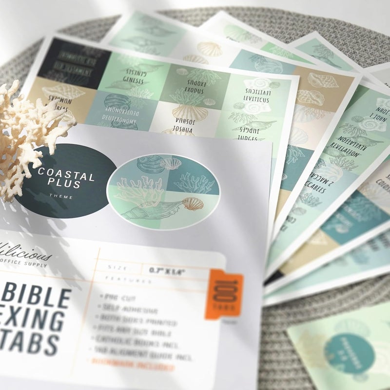 OFFILICIOUS Blue Bible Book Tabs, 100 Soft-Touch, Laminated Bible Tabs for Holy Bibles – Durable Tabs for Bible – Protestant & Catholic Bible Tabs Large Print, Bible Tabs for Women & Men - Image 2